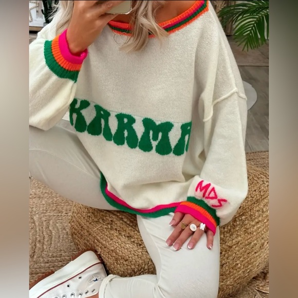 NIB KARMA throw back sweater - Picture 3 of 5